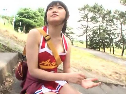 Cute petite Asian cheerleader loves the feeling of a hard c